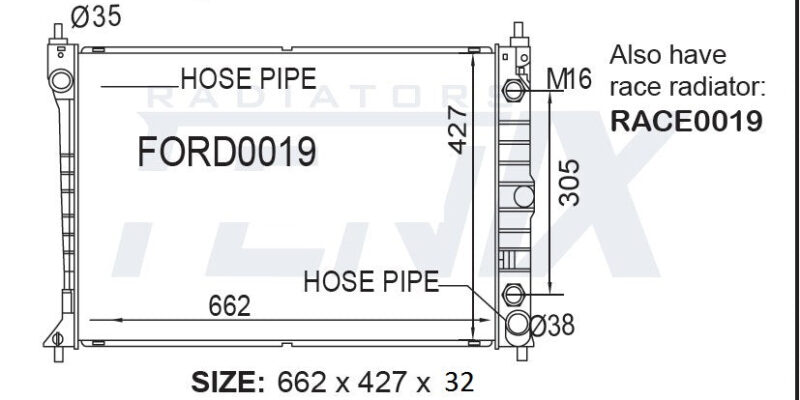 Ford AU Falcon Radiator 32mm Heavy Duty.